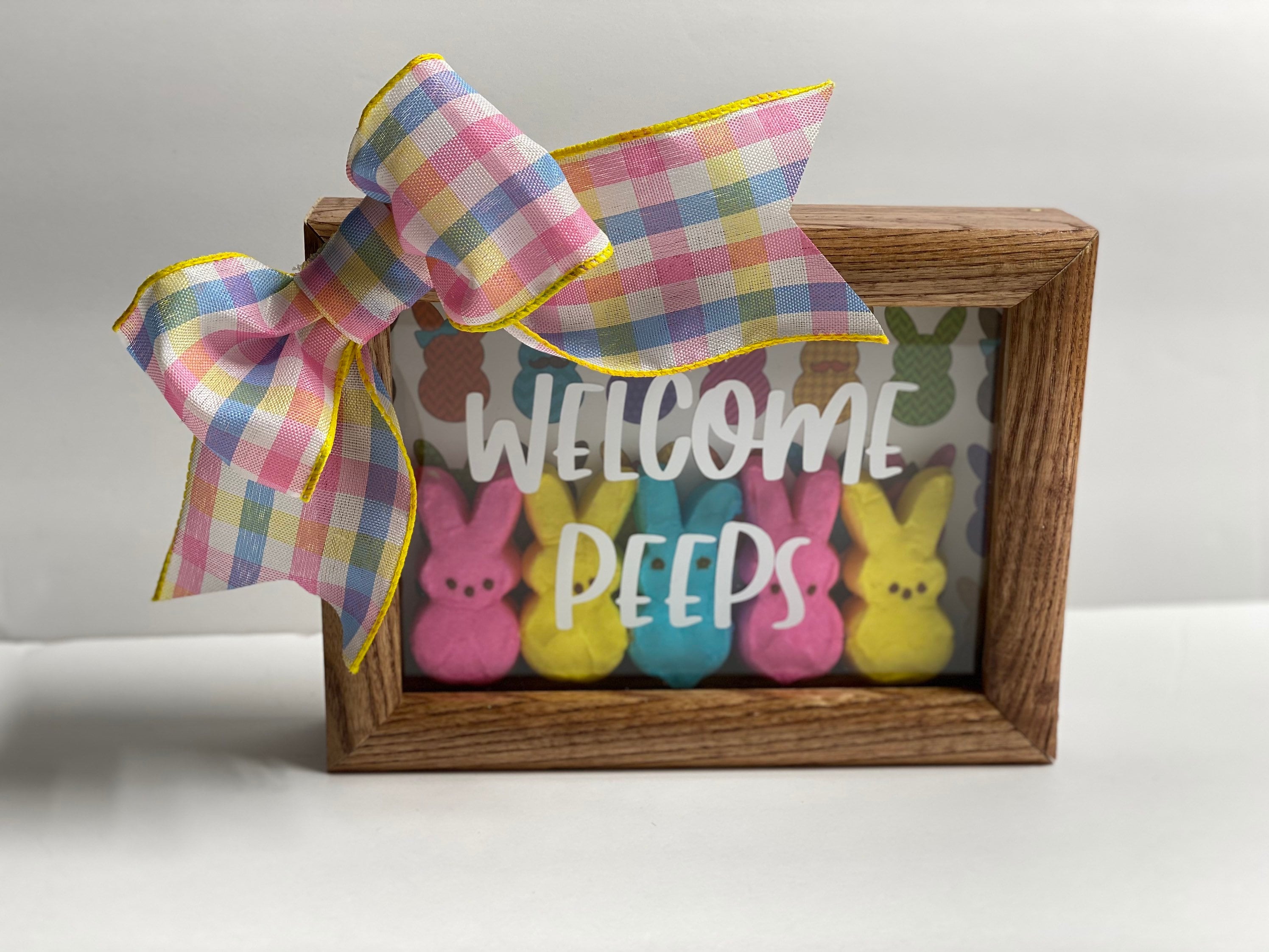 Welcome Peeps - Easter - 5 x 7 Wooden Shadow Box - With Peeps Filler
