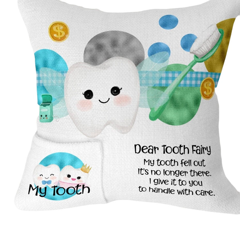 Personalized- Boy’s Girl’s Gift  - Funny Tooth - Tooth Fairy Pillow - Present for Children - Grandchild Grandchildren