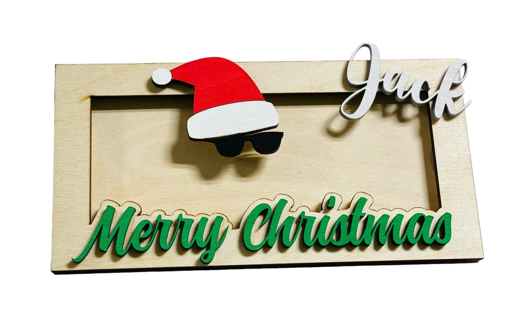 Personalized - Merry Christmas with Sunglasses  - Money  Holder - Wooden - Gift Present for Him Her