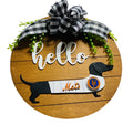 Add on Outfit for Dachshund Doxie - New York Mets - Baseball - Weiner Dog - Large Round Wooden Shiplap Door Hanger / Wreath / Sign