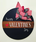 18" Round | Split Brown / Black | Happy Valentine's Day | Door Sign / Wreath