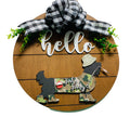 Add on Outfit for  Yorkie Frenchie Pug - Fishy Fishy - Fisherman - Dog - Large Round Wooden Shiplap Door Hanger / Wreath / Sign