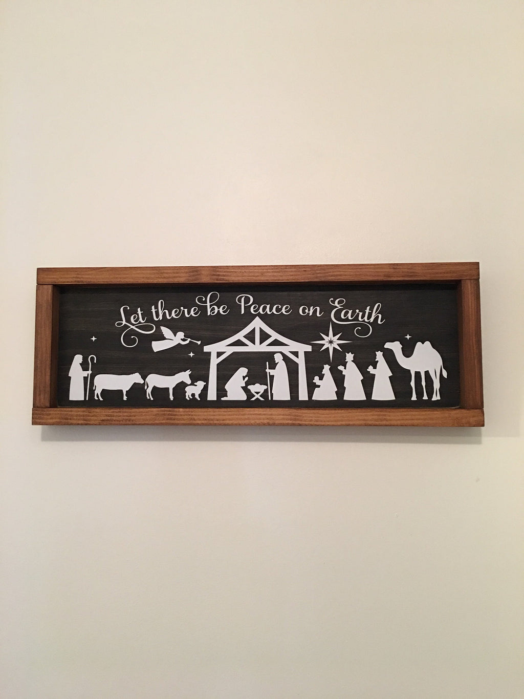 Rustic Wooden Framed Christmas Nativity Sign