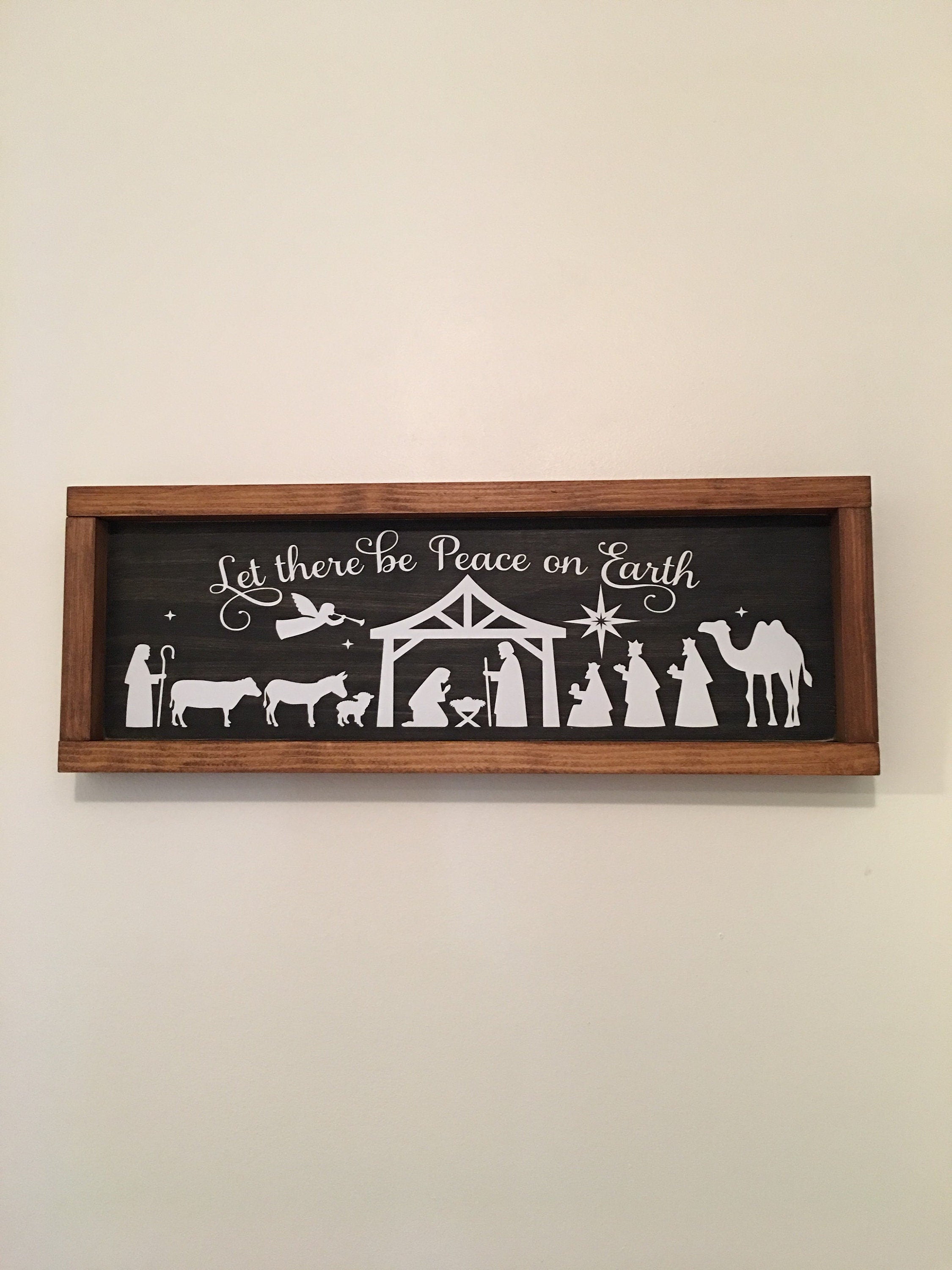 Rustic Wooden Framed Christmas Nativity Sign
