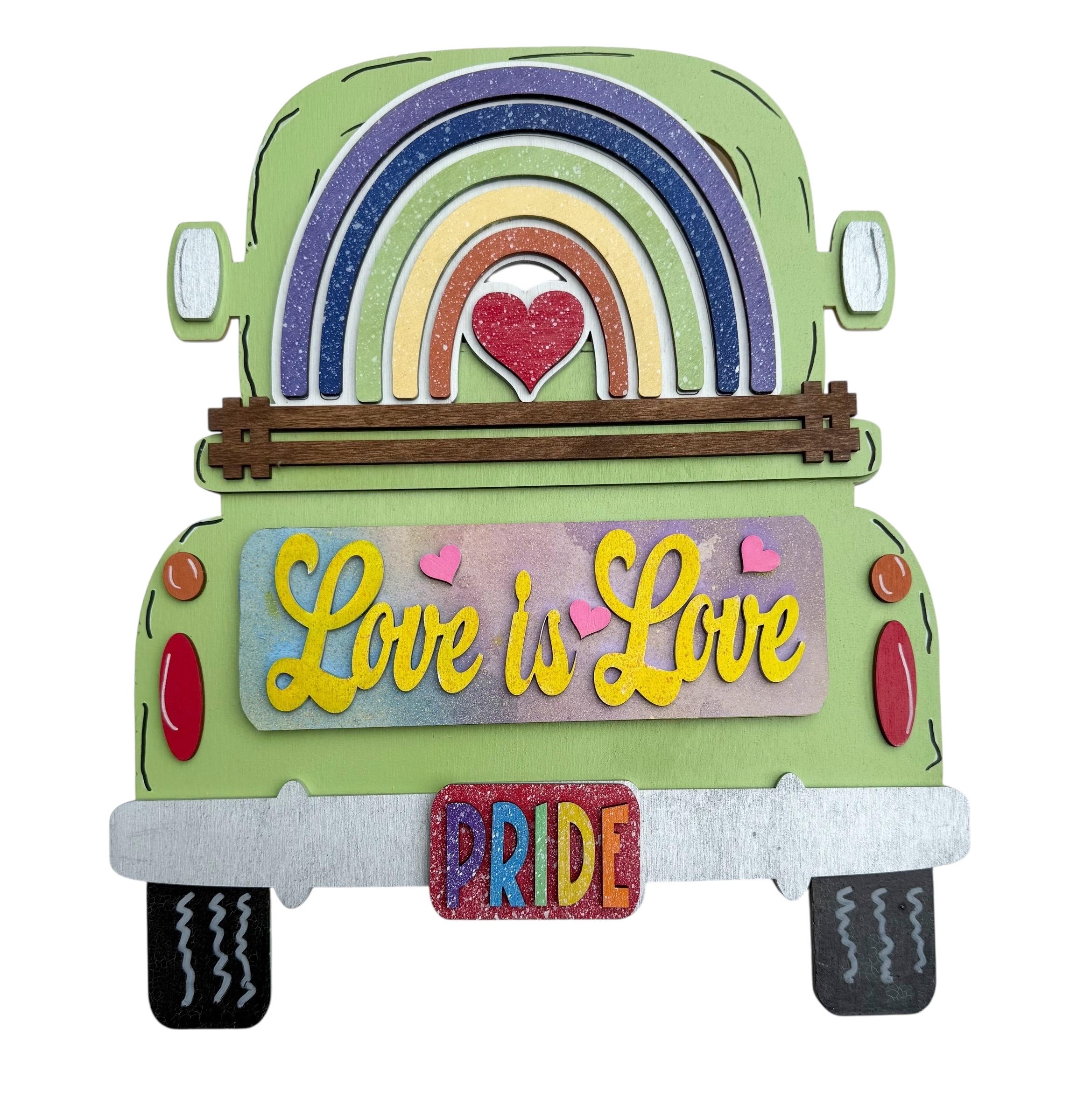 Add On Pride - Love is Love Set - Interchangeable- Vintage Truck - Stand up - Door Sign
