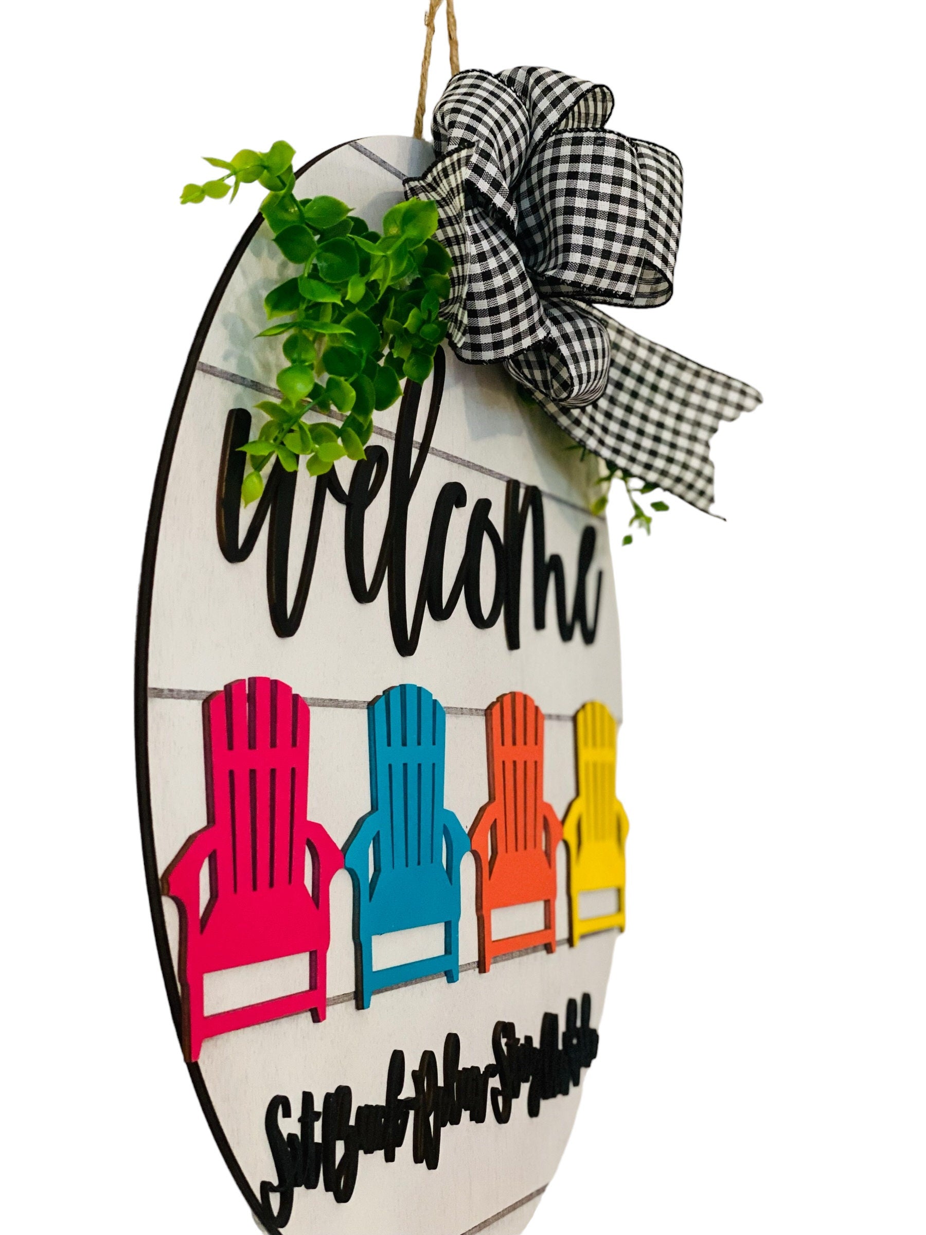 18" Round | Wooden | Summer | Adirondack Chairs | Pool | Porch Door Sign / Wreath