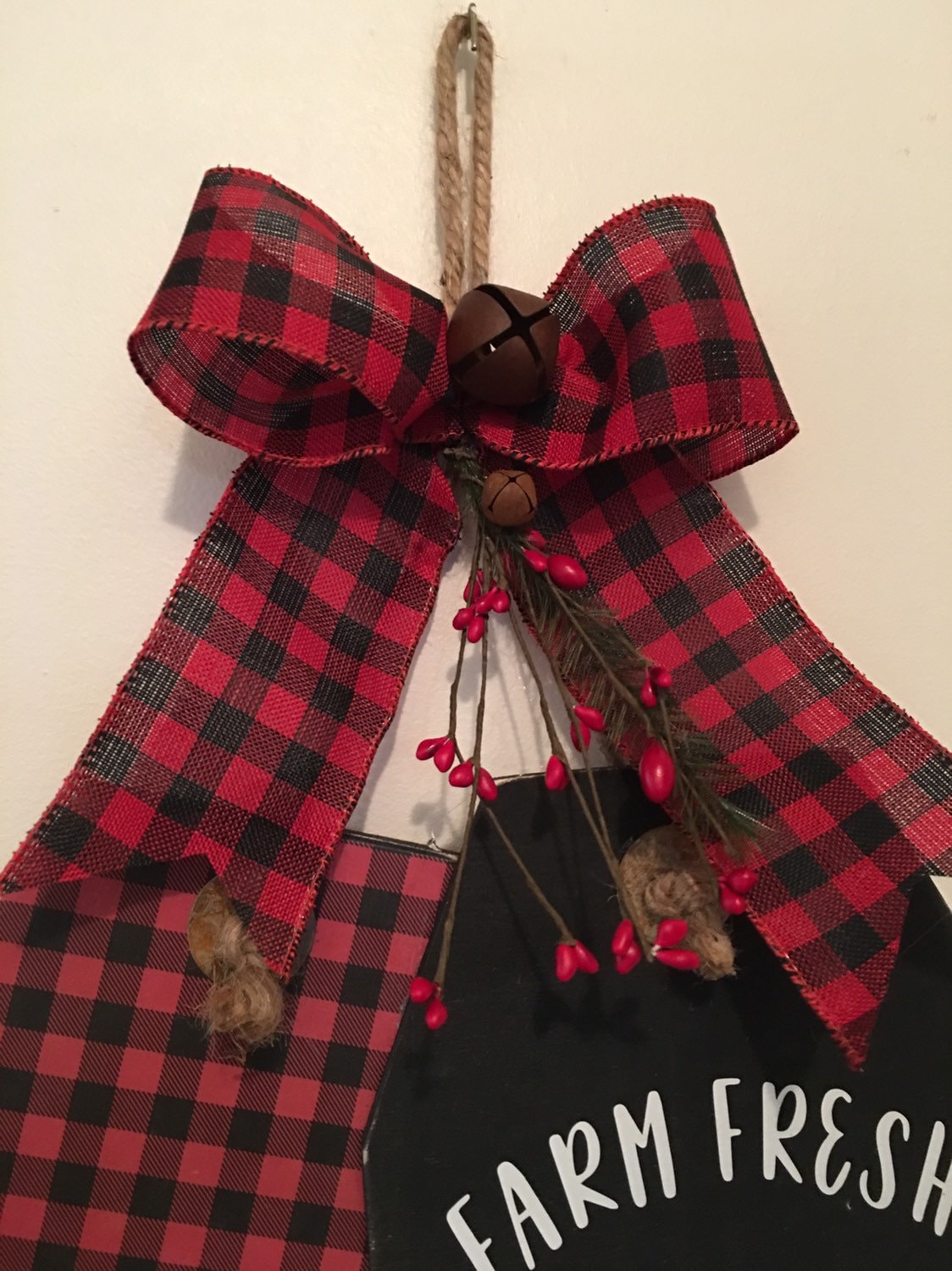 Farm Fresh Christmas Trees Red Truck Wooden Winter Christmas Door Tags / Signs
