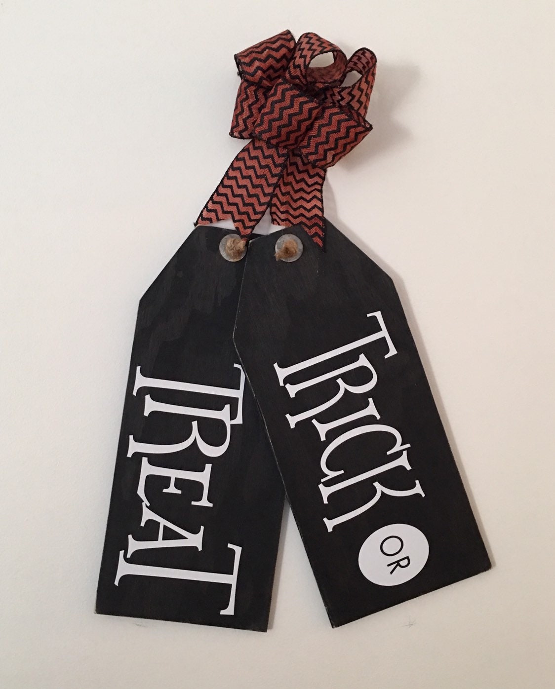 Trick or Treat Halloween Wooden Fall Door Tags / Signs