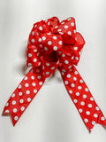 Red / White Polka Dot - Add On Bow for Wreaths or Signs - Puffy Fluffy Bow for Gift or Present