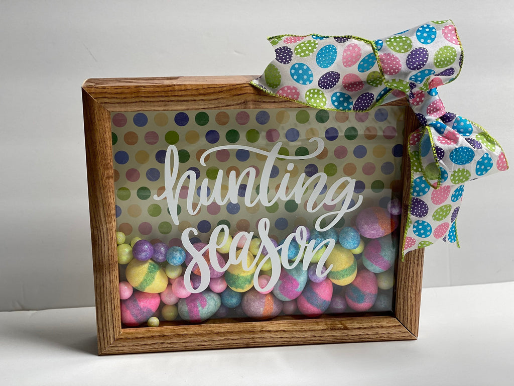 Hunting Season - Easter  - 8 x 10 Wooden Shadow Box - With Easter Eggs Filler