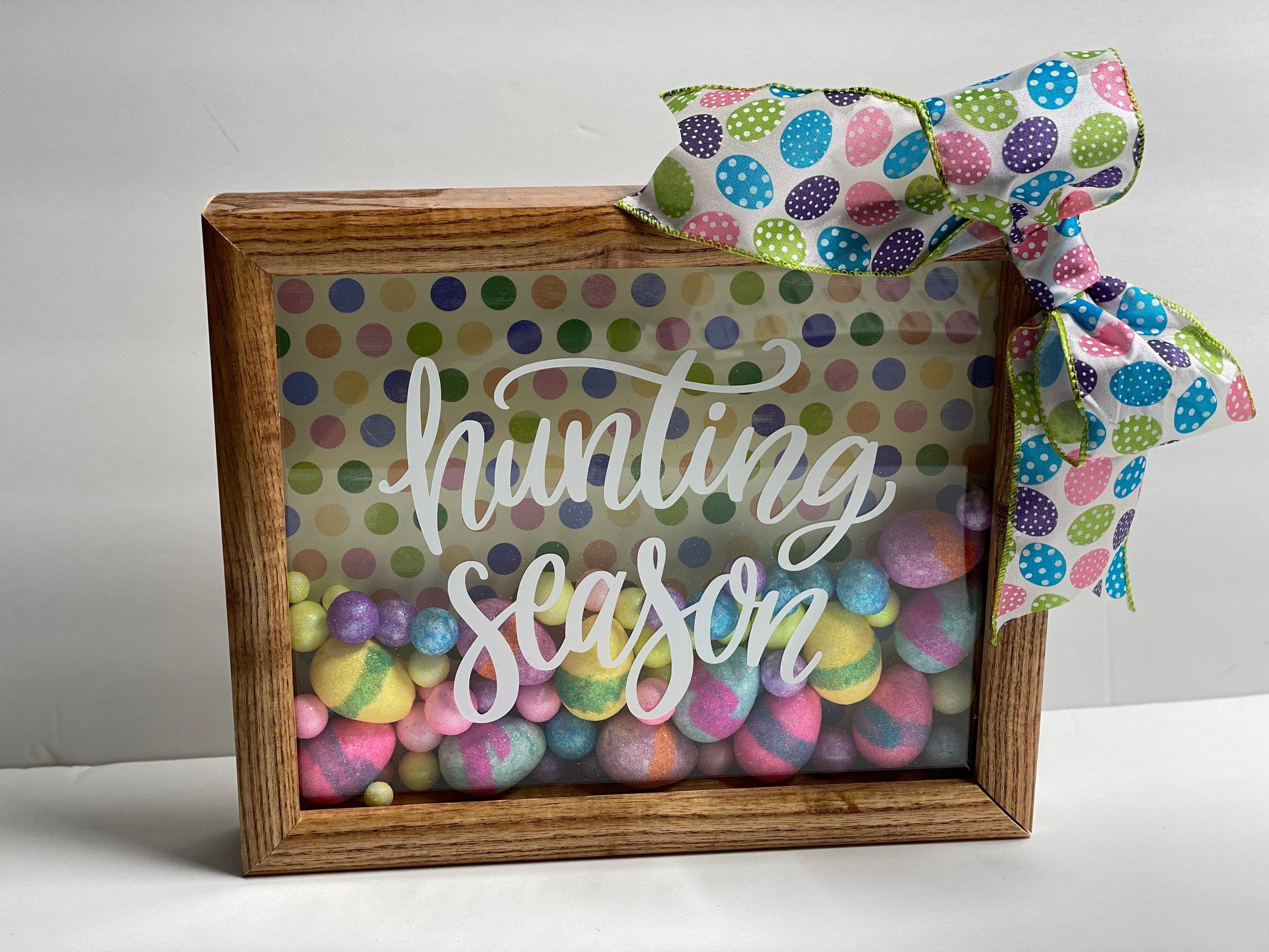 Hunting Season - Easter  - 8 x 10 Wooden Shadow Box - With Easter Eggs Filler