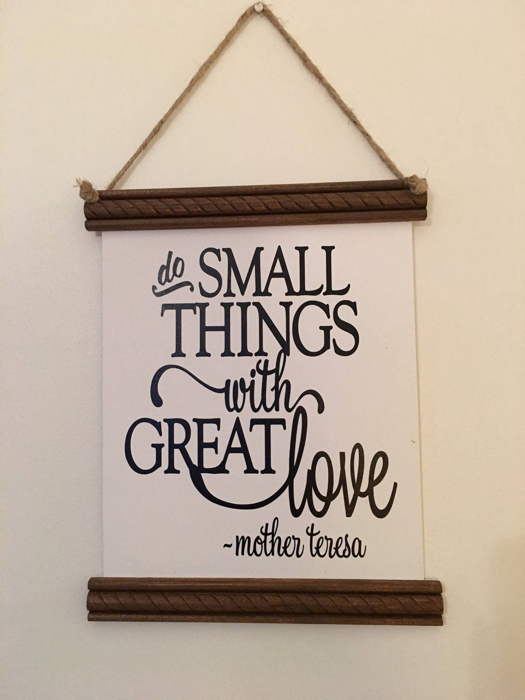 Do Small Things With Great Love Canvas Scroll Farmhouse Style Wooden Framed Sign