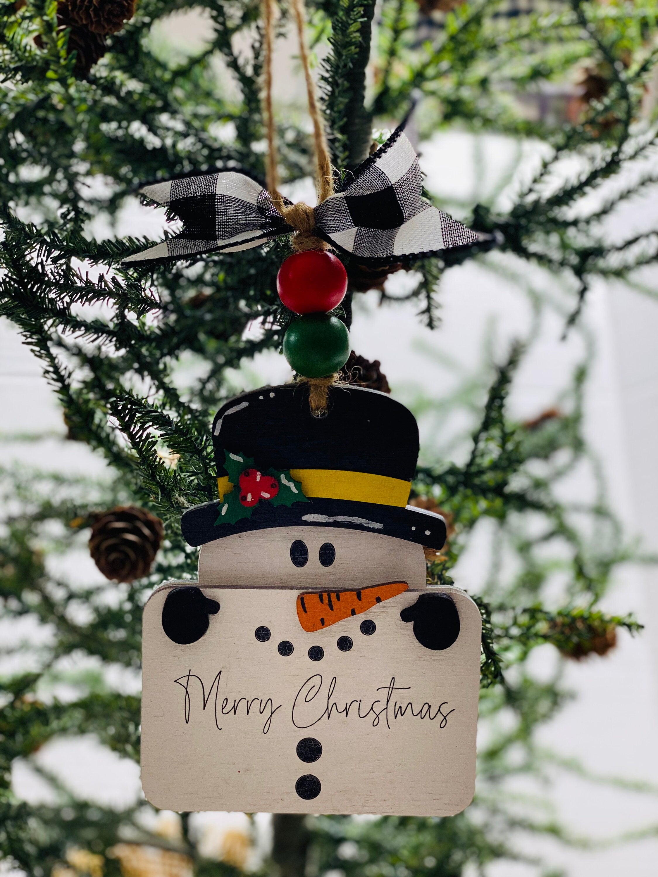 Snowman -  Christmas Money or Gift Card Holder - Wooden Ornament