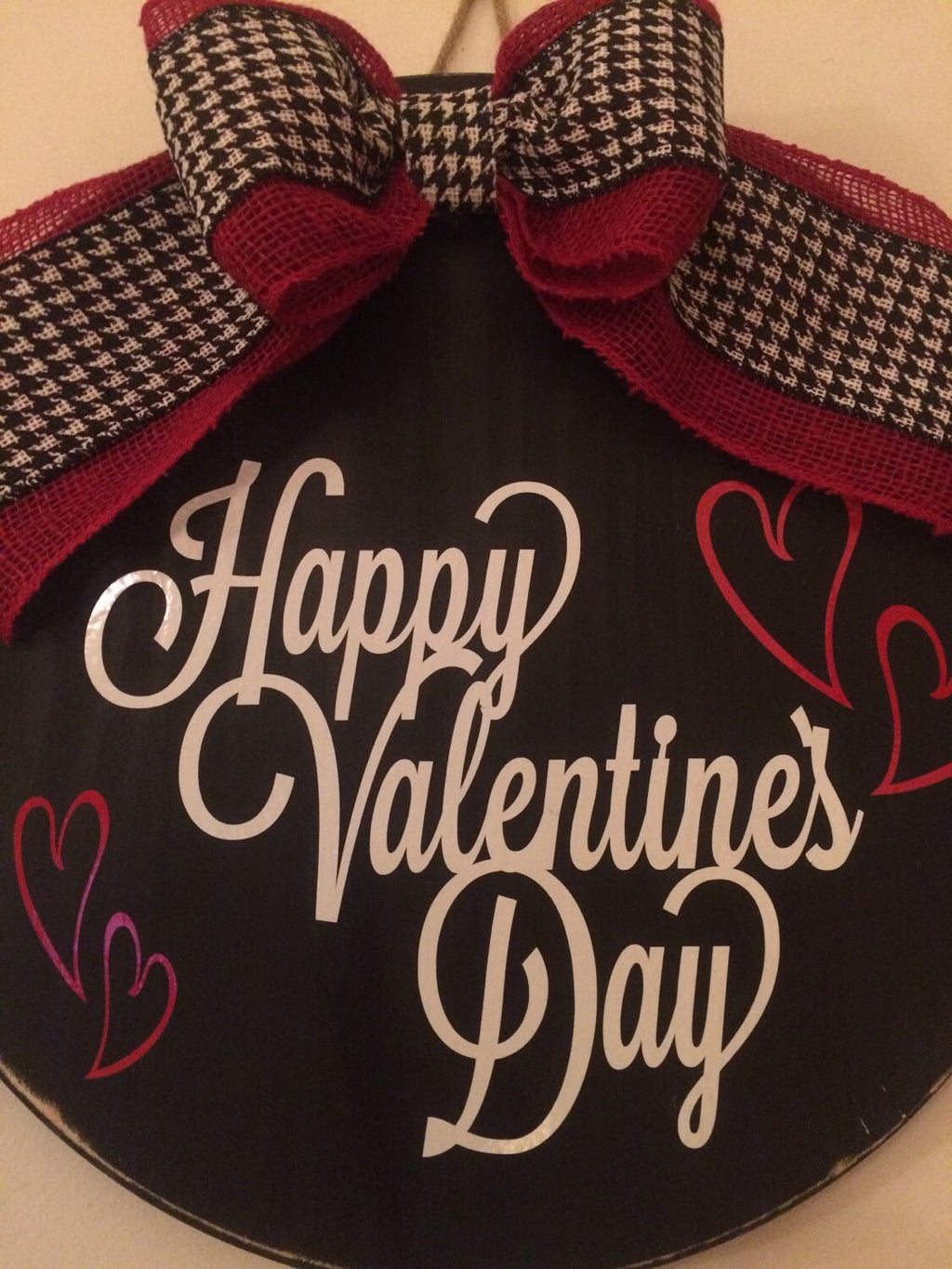 18" Round - Black - Happy Valentine's Day -  Door Sign / Wreath