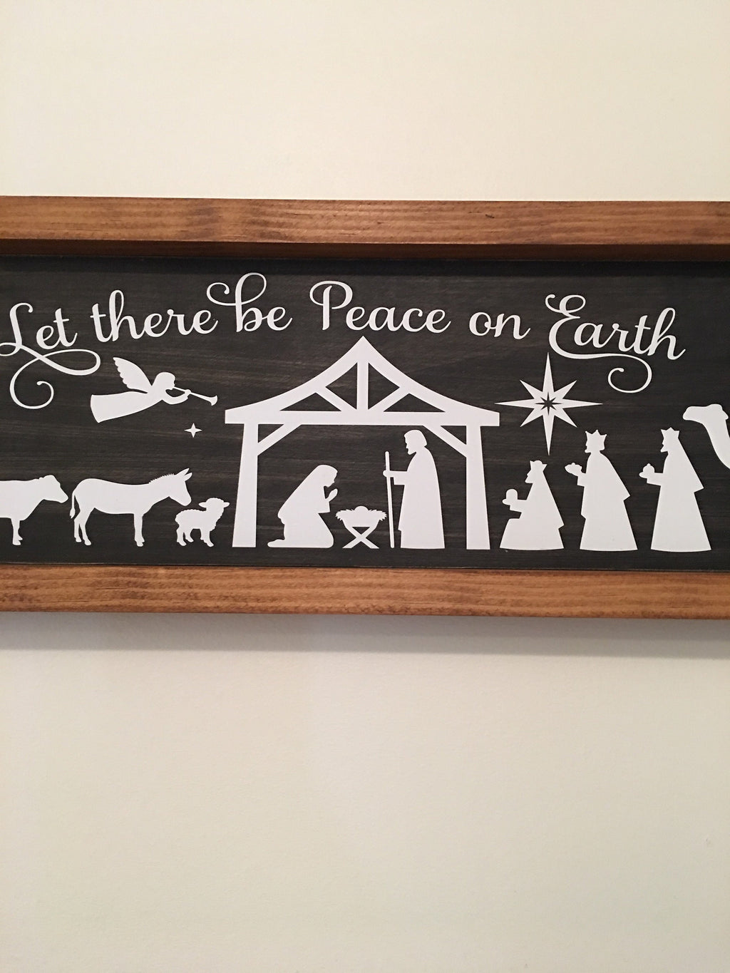Rustic Wooden Framed Christmas Nativity Sign