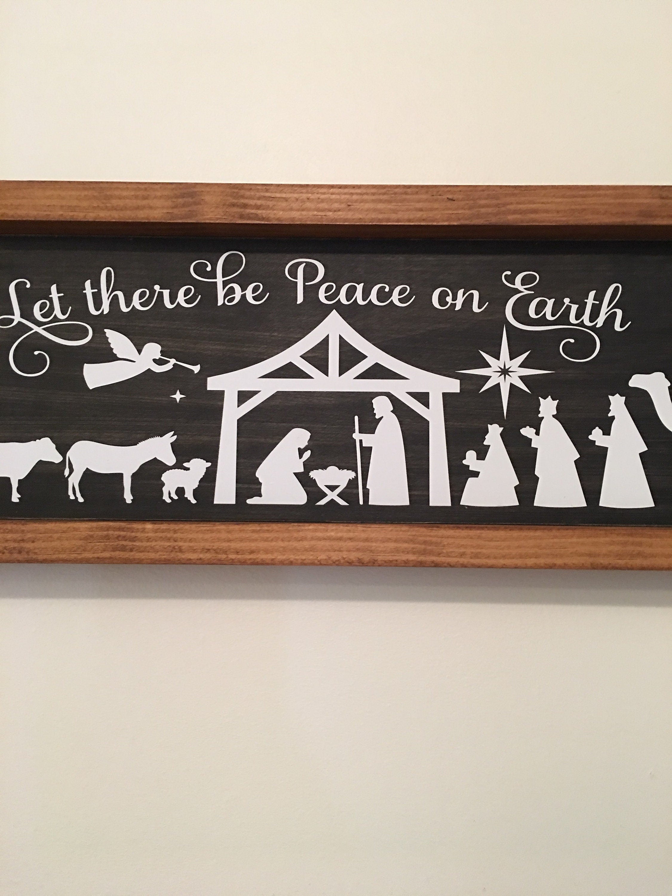 Rustic Wooden Framed Christmas Nativity Sign