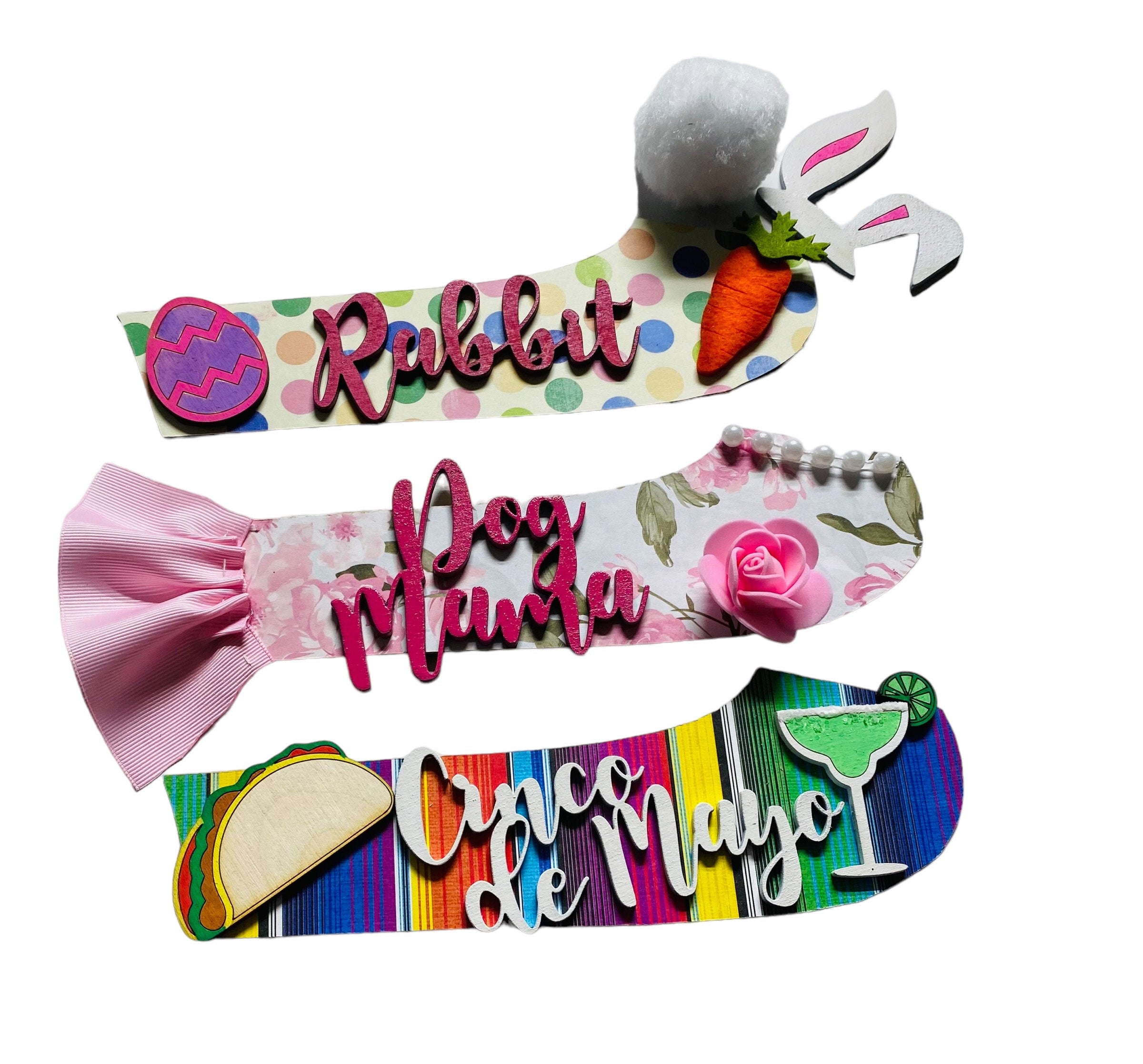 Add on Outfits for Dachshund Doxie - Corgi - Mothers Day - Cinco de Mayo - Easter Bunny - Wooden Shiplap Door Hanger / Wreath / Sign