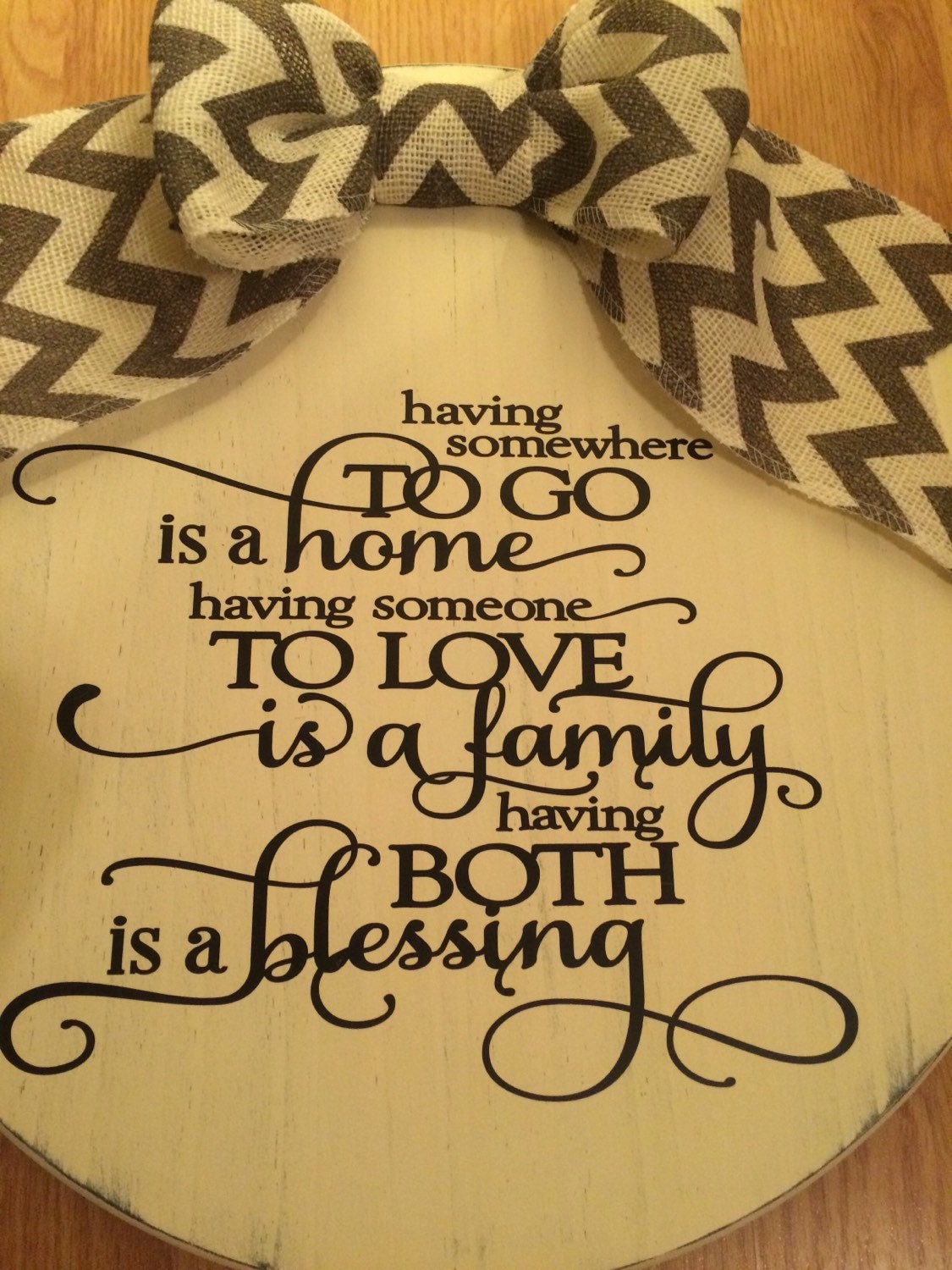 18" Round Inspirational /Family Off White Door Sign / Wreath FREE SHIPPING