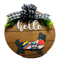 Add on Outfit for  Yorkie Frenchie Pug - Back to School - Dog - Large Round Wooden Shiplap Door Hanger / Wreath / Sign