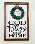 13" x 19" | Farmhouse | God Bless This Home | Framed | Rustic Wooden | Sign