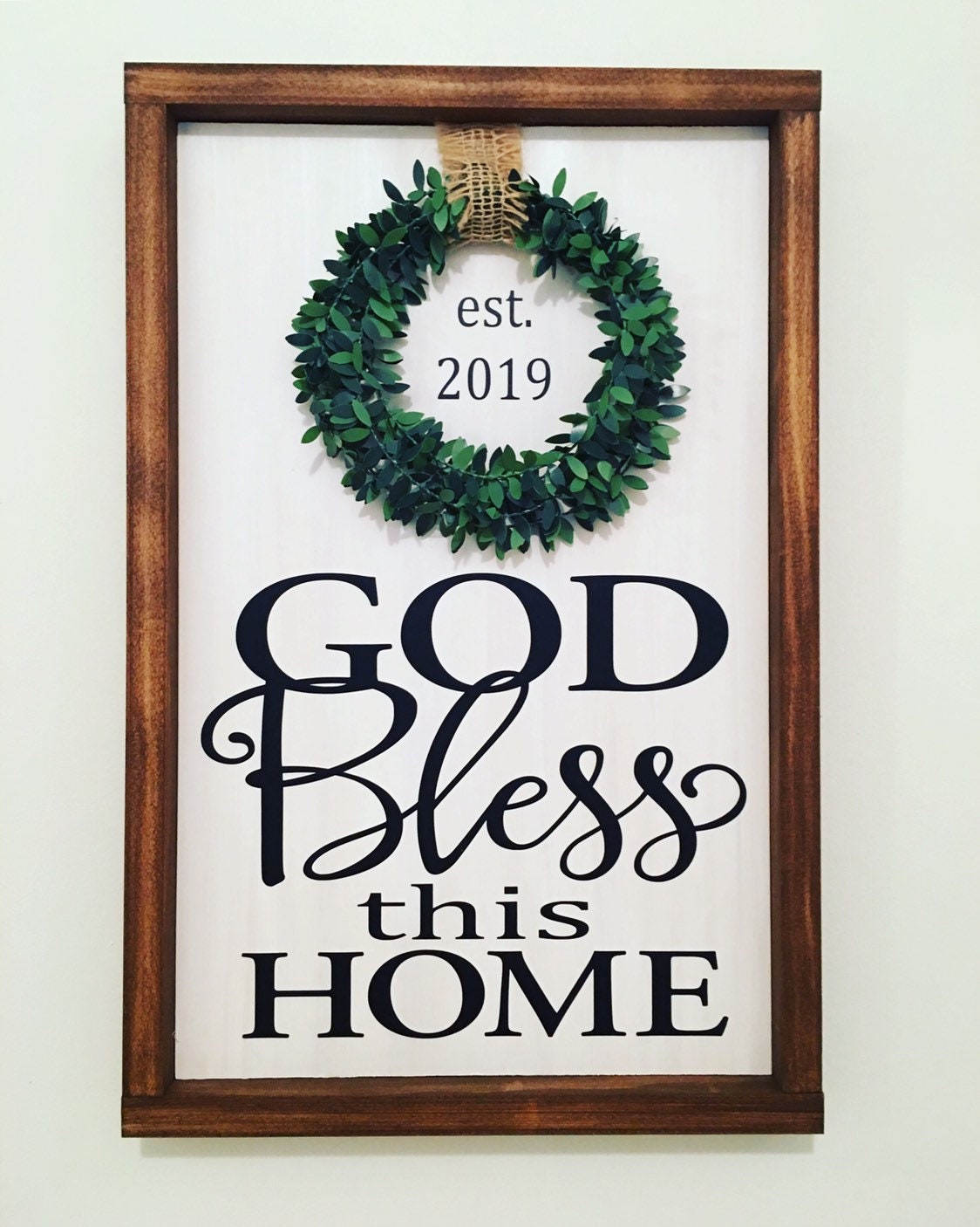 13" x 19" | Farmhouse | God Bless This Home | Framed | Rustic Wooden | Sign