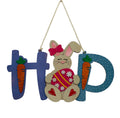 Spring - Easter Bunny - Hop  - Large - Wooden Door Sign / Wreath