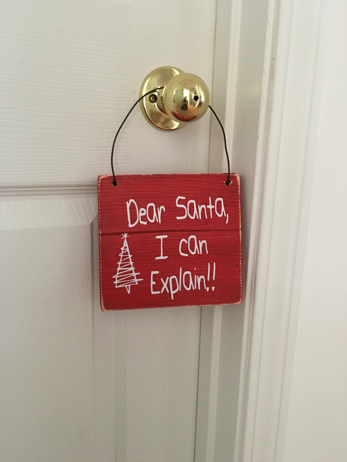Adorable Rustic "Dear Santa" Wooden Reversible Christmas  Kid's Room Door Sign FREE SHIPPING