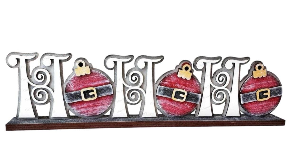 Ho Ho Ho | Merry Christmas | Santa | Xmas | Ornaments | Decorative | Shelf Sitter