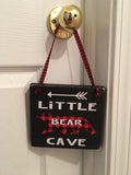Black | Rustic | Little Bear Cave | Buffalo Plaid | Wooden | Door Sign | Door Hanger| Little Boys Room | Nursery