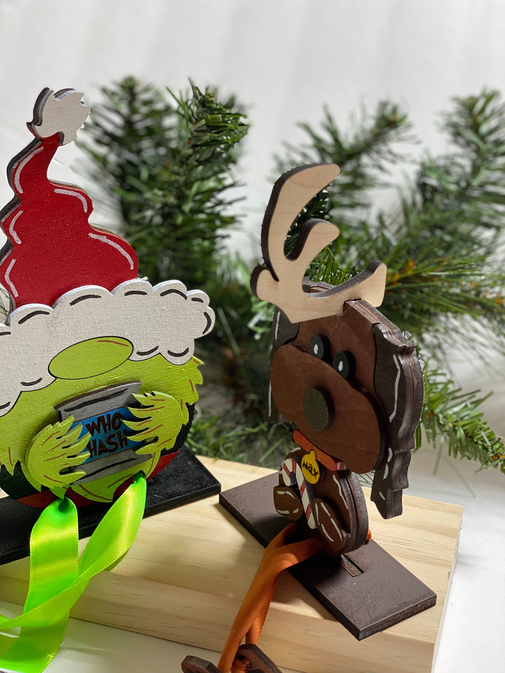 Mean One Gnome and Max the Dog Set -  Shelf Sitter - Christmas Decoration Decor