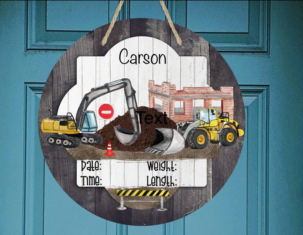 Construction | Hospital Room | Personalized | Bull Dozer | Baby Shower Gift | Door Sign | Wreath