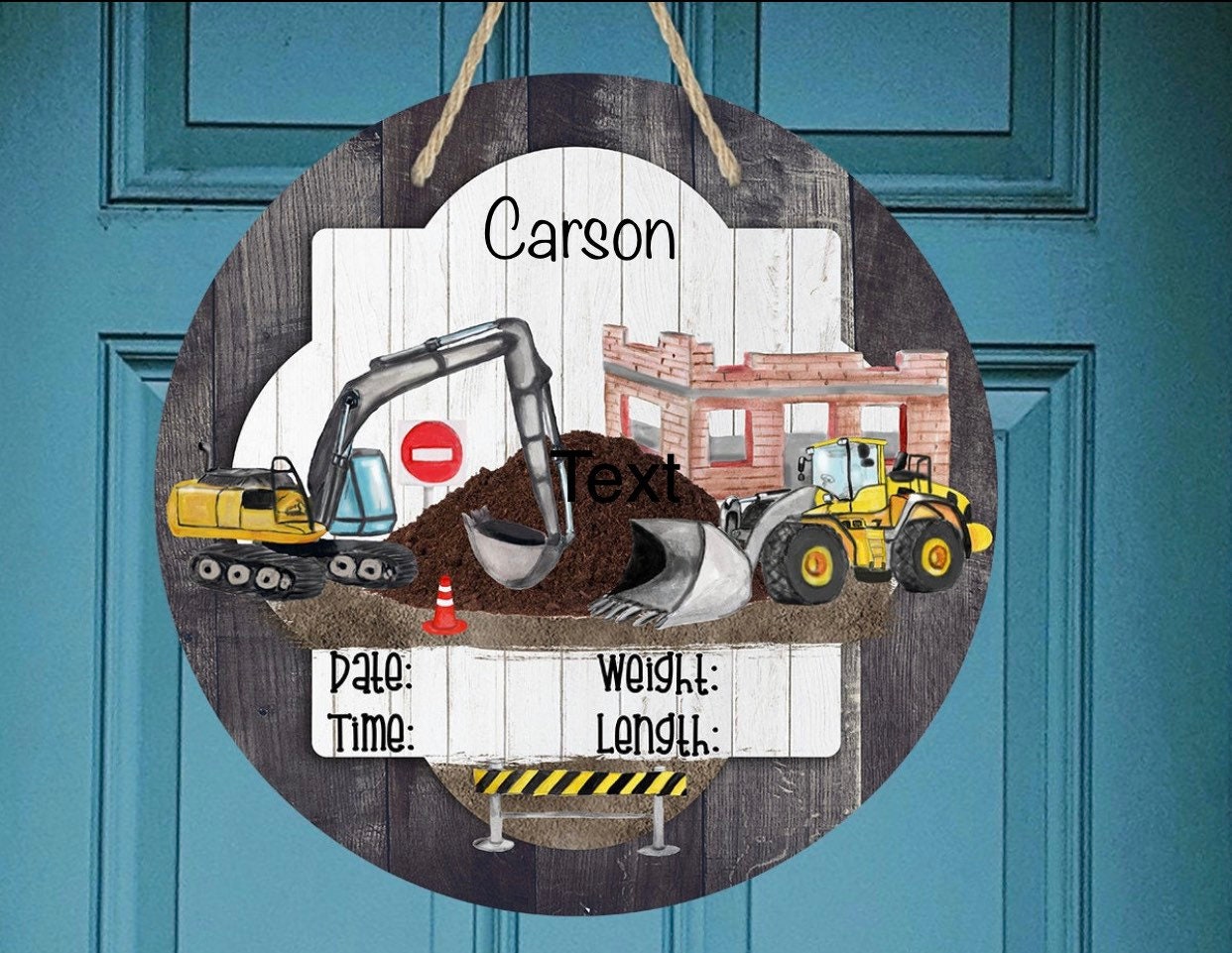 Construction | Hospital Room | Personalized | Bull Dozer | Baby Shower Gift | Door Sign | Wreath