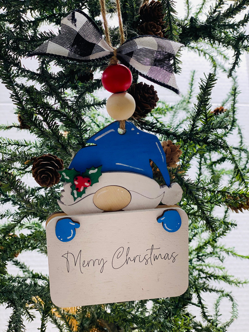 Gnome -  Christmas Money or Gift Card Holder - Wooden Ornament