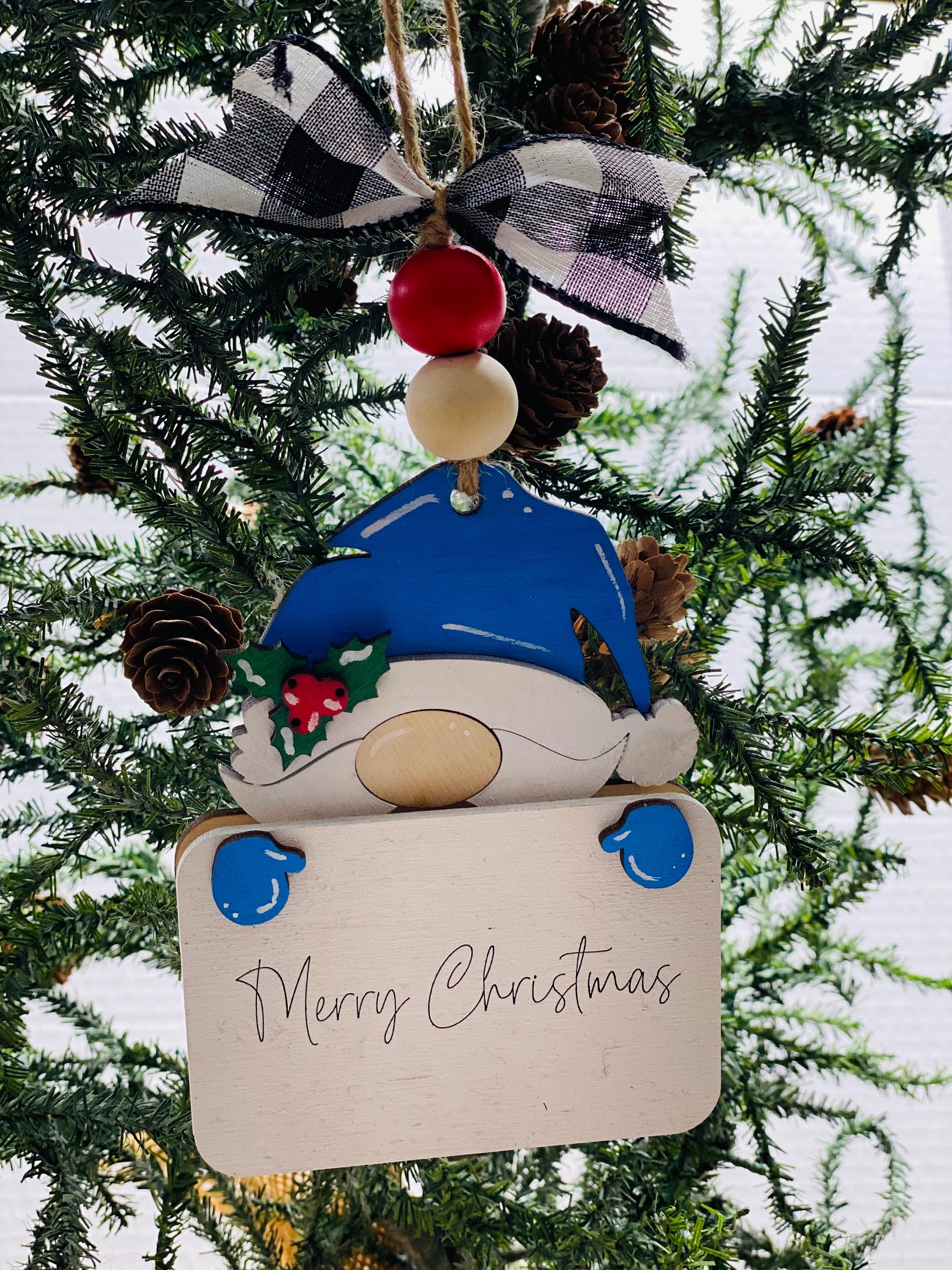 Gnome -  Christmas Money or Gift Card Holder - Wooden Ornament