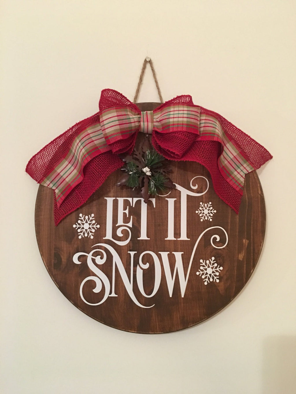 Let It Snow 18" Wooden Christmas / Winter Door Sign / Wreath