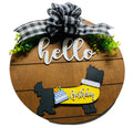 Add on Outfit for  Yorkie Frenchie Pug - Birthday - Dog - Large Round Wooden Shiplap Door Hanger / Wreath / Sign