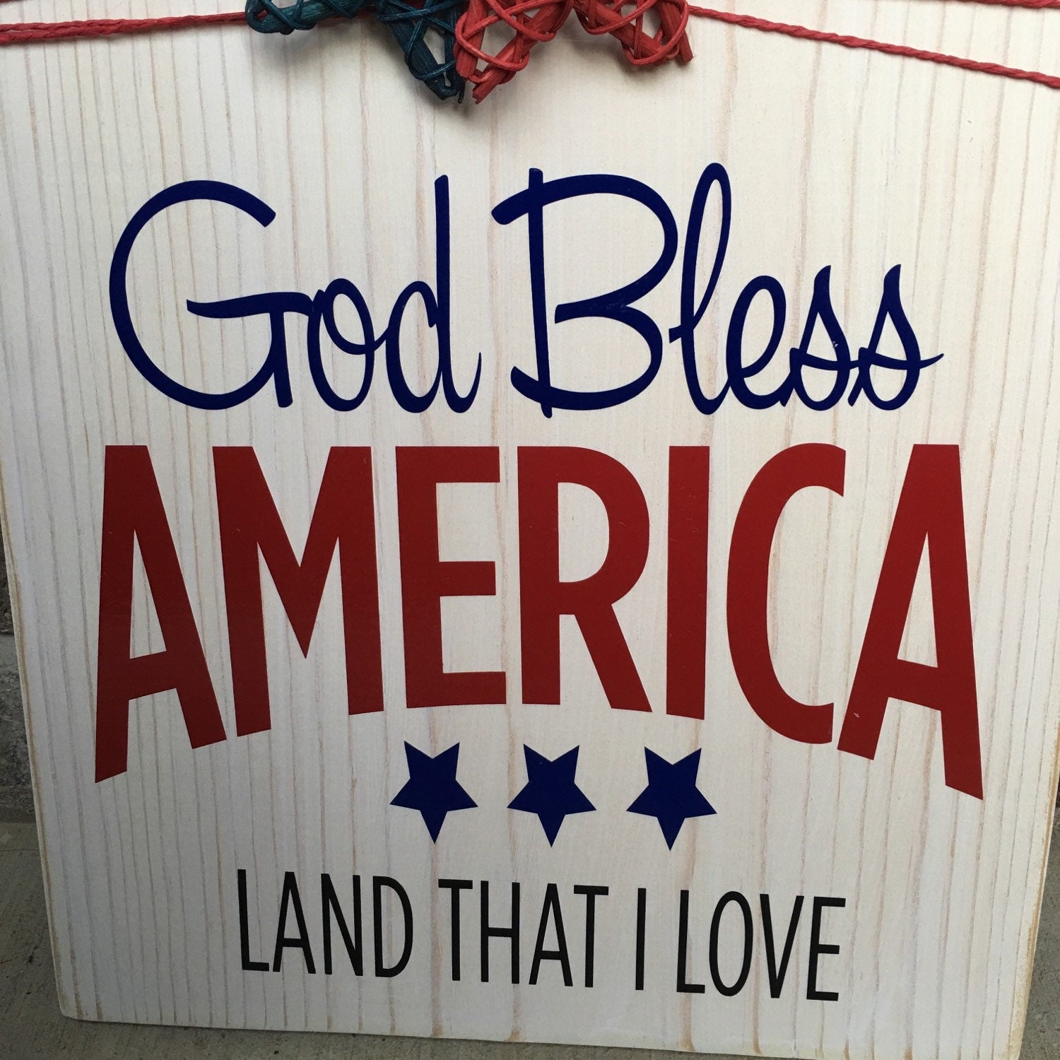 Wooden Rustic Sign Memorial Day /Fourth of July "God Bless America"