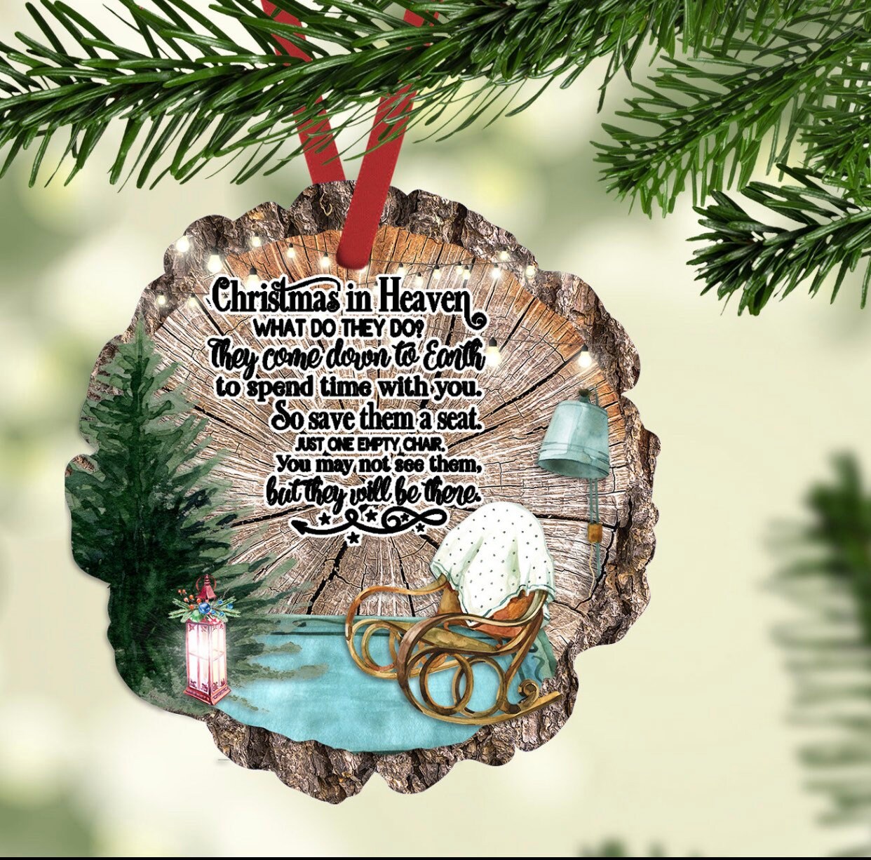 Personalized - Christmas in Heaven - Wood Slice  - Christmas Tree - Ornament