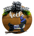 Add on Outfit for Yorkie Frenchie Pug - Halloween - Witch  - Dog - Large Round Wooden Shiplap Door Hanger / Wreath / Sign