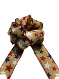 Red White Blue - Stars  - Add On Bow for Wreaths or Signs - Puffy Fluffy Bow for Gift or Present
