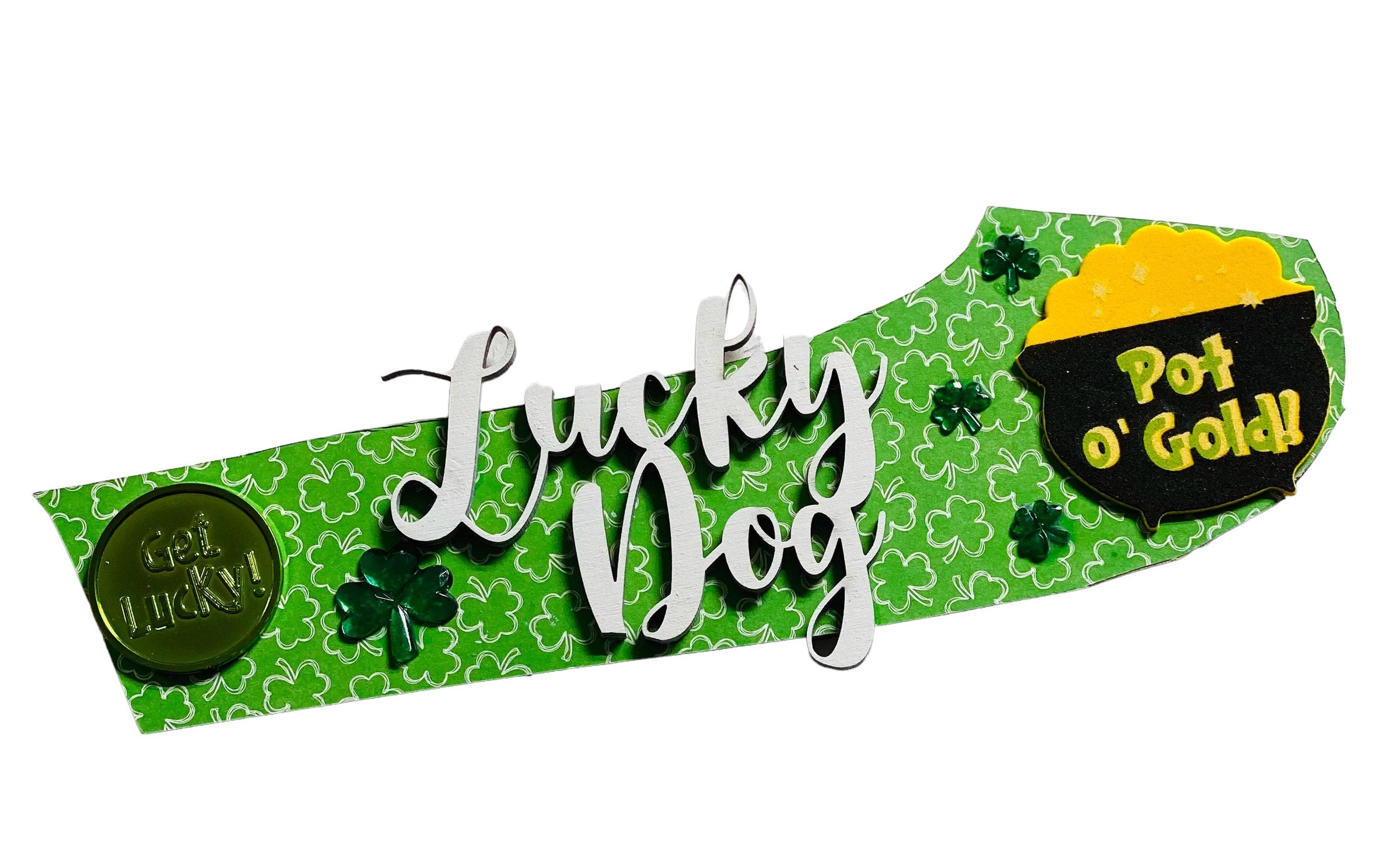 Add on Outfit for Dachshund Doxie - Lucky Dog - St. Patrick’s Day - Weiner Dog - Large Round Wooden Shiplap Door Hanger / Wreath / Sign