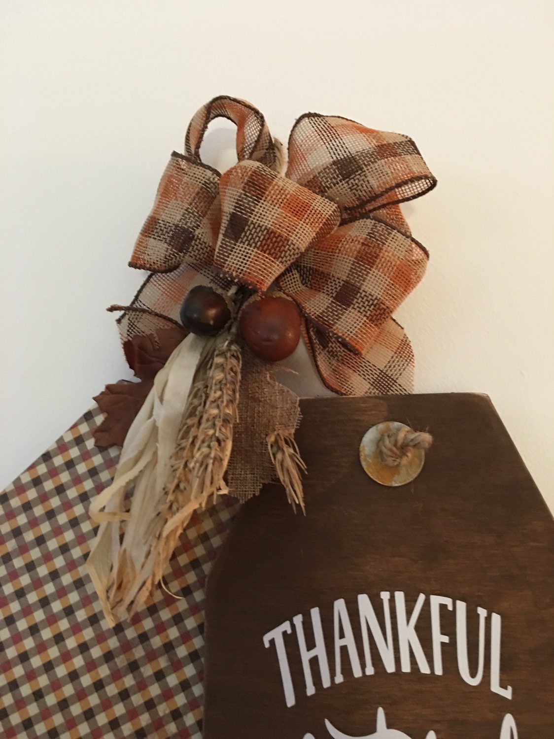 Thankful Grateful Blessed Fall Thanksgiving Wooden Door Tags / Sign