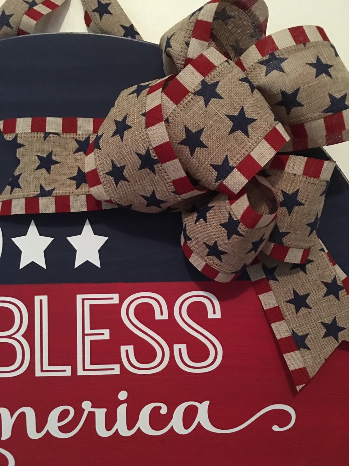 18" Round | Wooden |Fourth of July | Memorial Day| Door Sign / Wreath