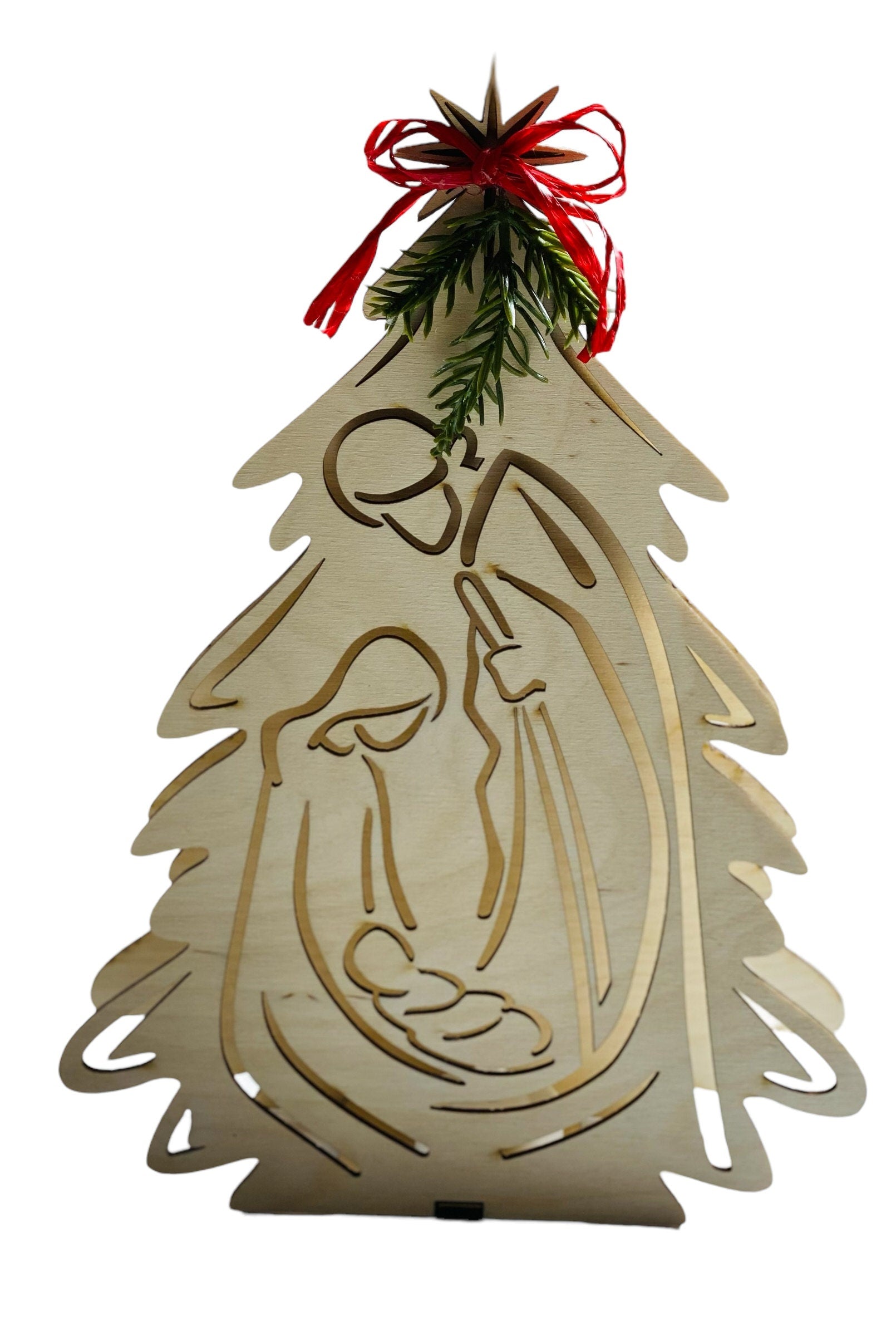 Wooden Nativity - Votive Holder - Shelf Sitter - Christmas Decoration Decor