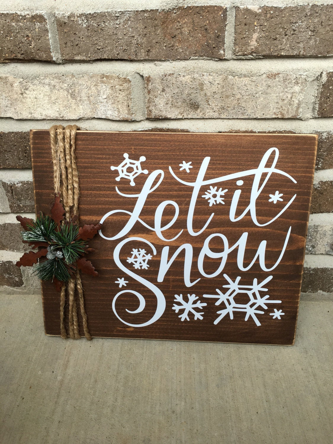 11" x 14" Let It Snow Rustic Wooden Christmas / Winter Sign