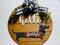Add on Outfit for Dachshund Doxie - Rudolph the Red Nose Reindeer - Weiner Dog - Large Round Wooden Shiplap Door Hanger / Wreath / Sign