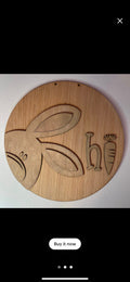 DIY Blank - Spring - Easter Bunny Hi - Raised Lettering - Large - Wooden Door Sign / Wreath