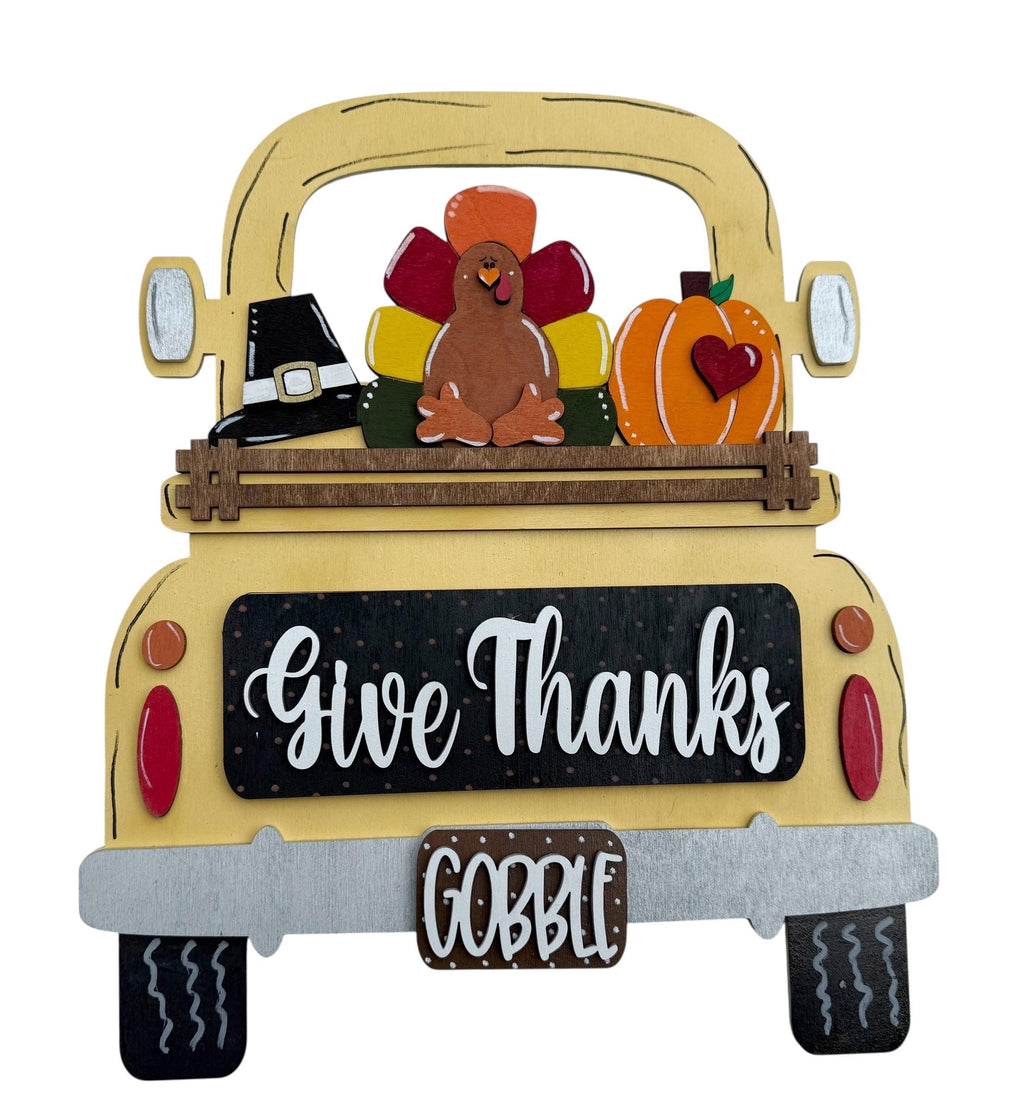 Add On Thanksgiving - Give Thanks - Interchangeable- Vintage Truck - Stand up - Door Sign