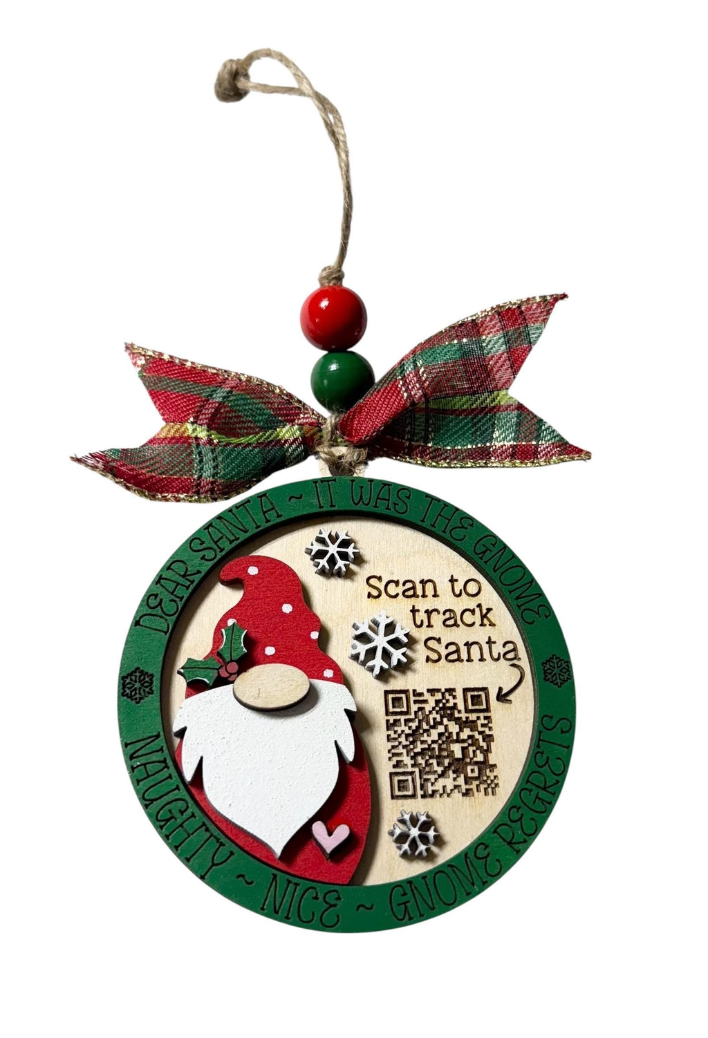 Gnome - Santa Tracker  - QR Code - Magical Christmas Ornament