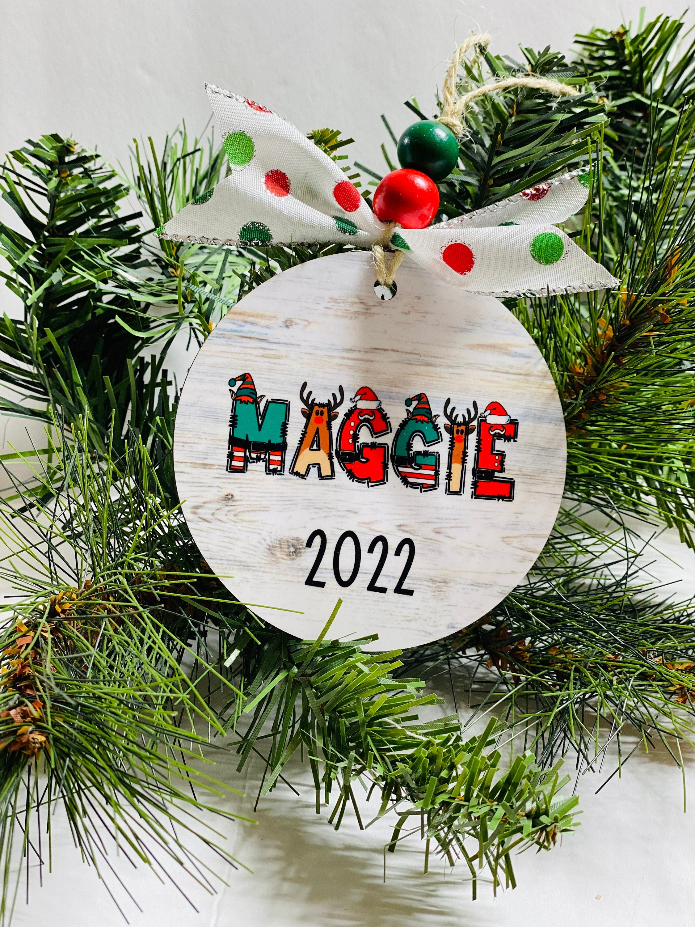Personalized - Christmas Font - With Year - Ornament